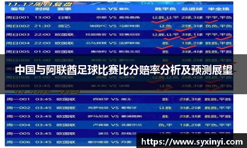中国与阿联酋足球比赛比分赔率分析及预测展望